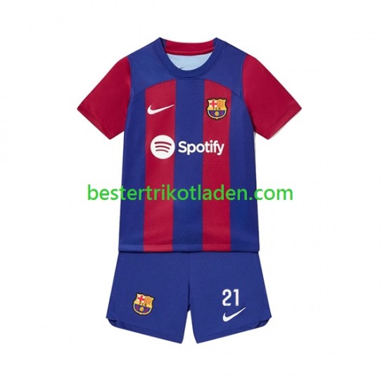 Fußballtrikot FC Barcelona Frenkie de Jong 21 Heim Trikot Home 2023-2024 Kurzarm für Kinder