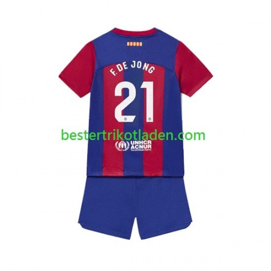 Fußballtrikot FC Barcelona Frenkie de Jong 21 Heim Trikot Home 2023-2024 Kurzarm für Kinder