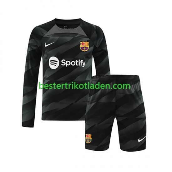 Fußballtrikot FC Barcelona Torwart Auswärts Trikot Away 2023-2024 Langarm für Kinder