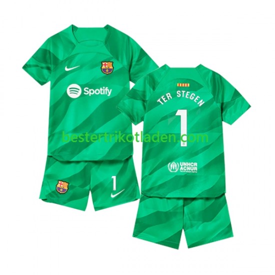Fußballtrikot FC Barcelona Ter Stegen 1 Torwart Heim Trikot Home 2023-2024 Kurzarm für Kinder