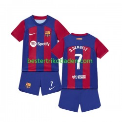 Fußballtrikot FC Barcelona Ousmane Dembele 7 Heim Trikot Home 2023-2024 Kurzarm für Kinder