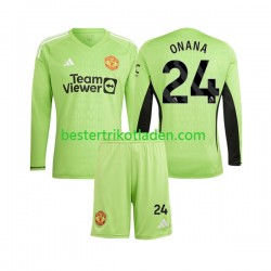 Fußballtrikot Manchester United Andre Onana 24 Torwart Heim Trikot Home 2023-2024 Langarm für Kinder