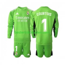 Fußballtrikot Real Madrid Thibaut Courtois 1 Torwart Heim Trikot Home 2023-2024 Langarm für Kinder
