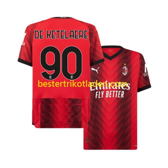 Fußballtrikot AC Mailand Charles De Ketelaere 90 Heim Trikot Home 2023-2024 Kurzarm für Herren