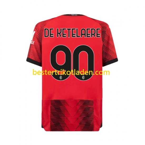 Fußballtrikot AC Mailand Charles De Ketelaere 90 Heim Trikot Home 2023-2024 Kurzarm für Herren