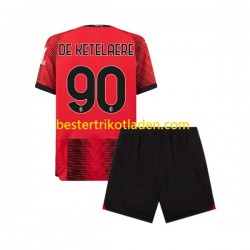 Fußballtrikot AC Mailand Charles De Ketelaere 90 Heim Trikot Home 2023-2024 Kurzarm für Kinder