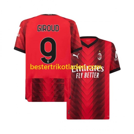 Fußballtrikot AC Mailand Olivier Giroud 9 Heim Trikot Home 2023-2024 Kurzarm für Herren