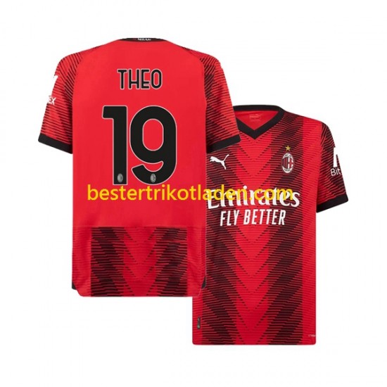 Fußballtrikot AC Mailand Theo Hernandez 19 Heim Trikot Home 2023-2024 Kurzarm für Herren