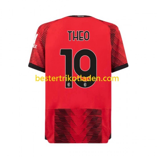 Fußballtrikot AC Mailand Theo Hernandez 19 Heim Trikot Home 2023-2024 Kurzarm für Herren