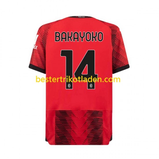 Fußballtrikot AC Mailand Tiemoue Bakayoko 14 Heim Trikot Home 2023-2024 Kurzarm für Herren