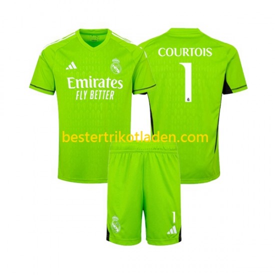 Fußballtrikot Real Madrid Thibaut Courtois 1 Torwart Heim Trikot Home 2023-2024 Kurzarm für Kinder