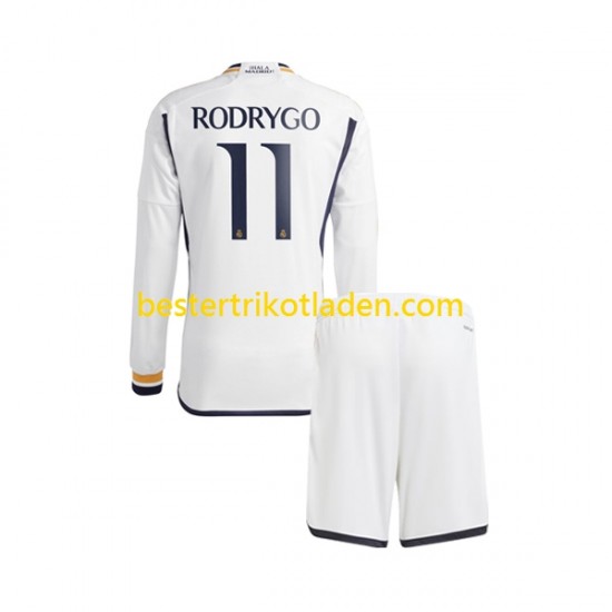 Fußballtrikot Real Madrid Rodrygo Goes 11 Heim Trikot Home 2023-2024 Langarm für Kinder