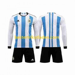 Fußballtrikot Argentinien 3 Stars Heim Trikot Home WM 2022 Langarm für Kinder