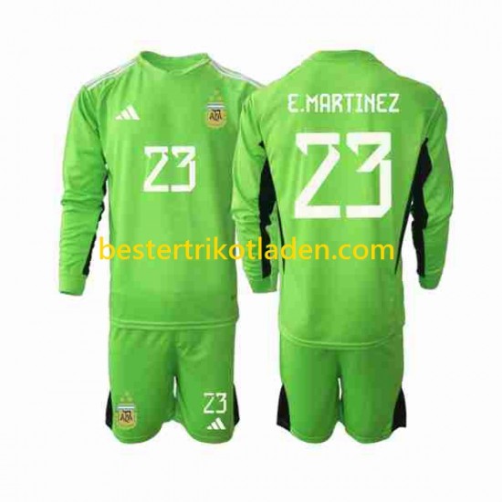 Fußballtrikot Argentinien Emiliano Martinez 23 Torwart Heim Trikot Home WM 2022 Langarm für Kinder