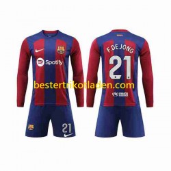 Fußballtrikot FC Barcelona Frenkie de Jong 21 Heim Trikot Home 2023-2024 Langarm für Kinder
