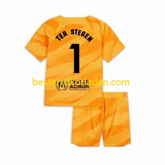 Fußballtrikot FC Barcelona Ter Stegen 1 Torwart Viertes trikot 2023-2024 Kurzarm für Kinder