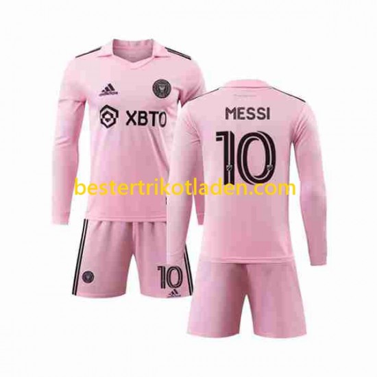 Fußballtrikot Inter Miami Lionel Messi 10 Heim Trikot Home 2023-2024 Langarm für Kinder