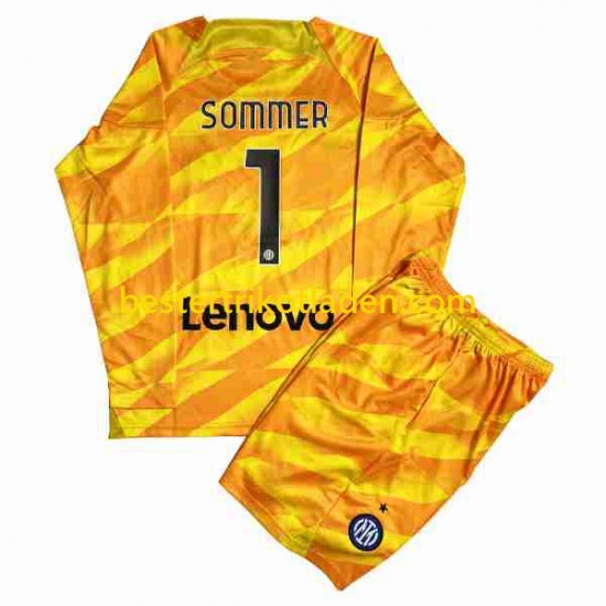 Fußballtrikot Inter Mailand Sommer 1 Torwart Heim Trikot Home 2023-2024 Langarm für Kinder