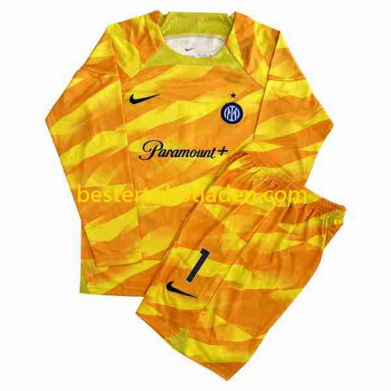 Fußballtrikot Inter Mailand Sommer 1 Torwart Heim Trikot Home 2023-2024 Langarm für Kinder