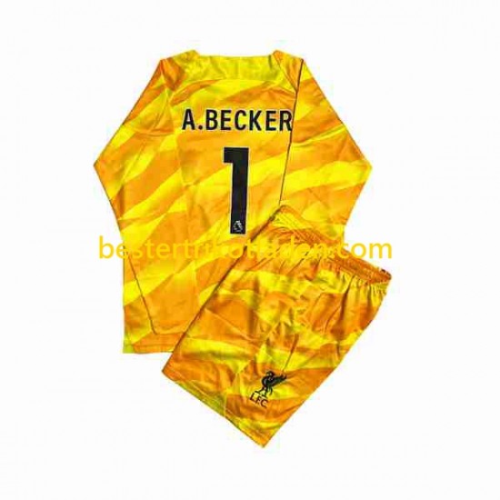 Fußballtrikot Liverpool A.Becker 1 Torwart Ausweich Trikot 3rd 2023-2024 Langarm für Kinder