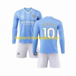 Fußballtrikot Manchester City Grealish 10 Heim Trikot Home 2023-2024 Langarm für Kinder