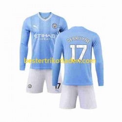 Fußballtrikot Manchester City Kevin De Bruyne 17 Heim Trikot Home 2023-2024 Langarm für Kinder