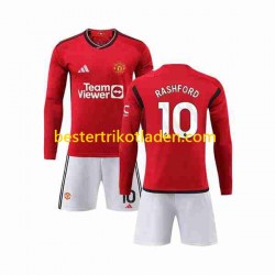 Fußballtrikot Manchester United Marcus Rashford 10 Heim Trikot Home 2023-2024 Langarm für Kinder