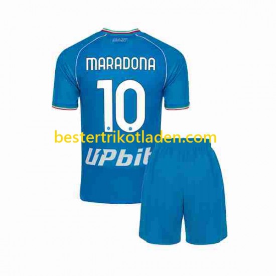 Fußballtrikot SSC Neapel Maradona 10 Heim Trikot Home 2023-2024 Kurzarm für Kinder