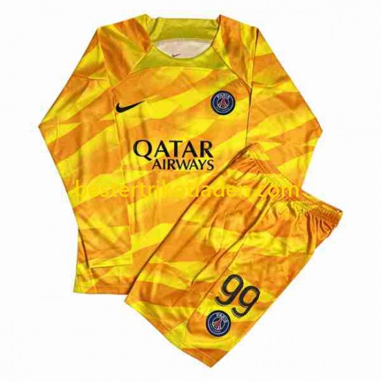 Fußballtrikot Paris Saint-Germain DONNARUMMA 99 Torwart Auswärts Trikot Away 2023-2024 Langarm für Kinder