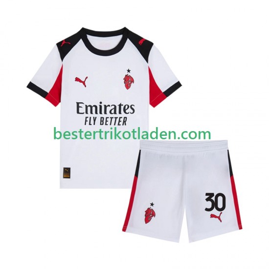 Fußballtrikot AC Mailand Ardon Jashari 30 Auswärts Trikot Away 2025-2026 Kurzarm für Kinder
