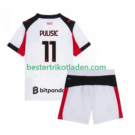 Fußballtrikot AC Mailand Christian Pulisic 11 Auswärts Trikot Away 2025-2026 Kurzarm für Kinder
