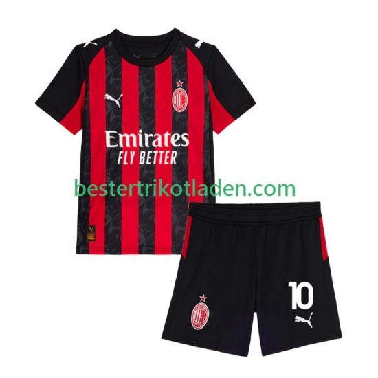Fußballtrikot AC Mailand Rafael Leao 10 Heim Trikot Home 2025-2026 Kurzarm für Kinder