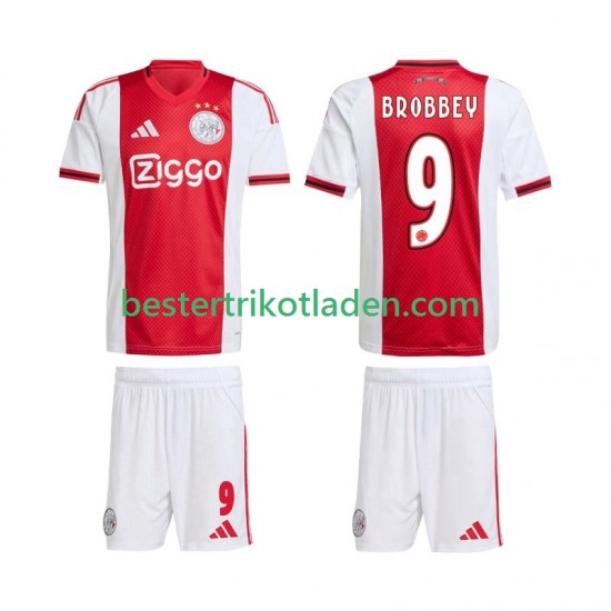 Fußballtrikot Ajax Amsterdam Brian Brobbey 9 Heim Trikot Home 2025-2026 Kurzarm für Kinder