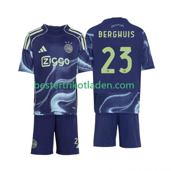 Fußballtrikot Ajax Amsterdam Steven Berghuis 23 Auswärts Trikot Away 2025-2026 Kurzarm für Kinder