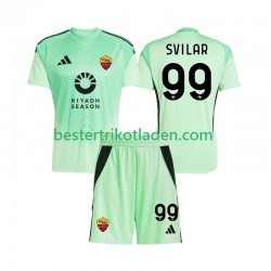 Fußballtrikot AS Rom Mile Svilar 99 Torwart Auswärts Trikot Away Viertes trikot 2025-2026 Kurzarm für Kinder