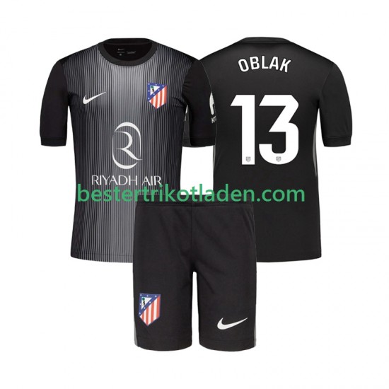 Fußballtrikot Atlético Madrid Jan Oblak 13 Torwart Auswärts Trikot Away 2025-2026 Kurzarm für Kinder