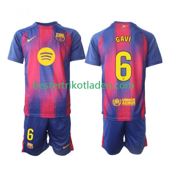 Fußballtrikot FC Barcelona Gavi 6 Heim Trikot Home 2025-2026 Kurzarm für Kinder