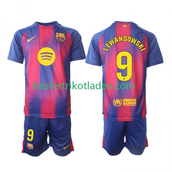 Fußballtrikot FC Barcelona Robert Lewandowski 9 Heim Trikot Home 2025-2026 Kurzarm für Kinder