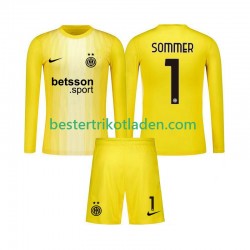 Fußballtrikot Inter Mailand Yann Sommer 1 Torwart Auswärts Trikot Away 2025-2026 Langarm für Kinder