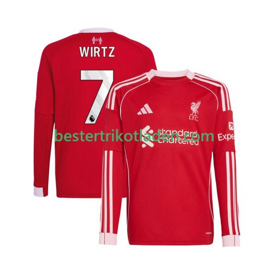 Fußballtrikot Liverpool Florian Wirtz 7 Heim Trikot Home 2025-2026 Langarm für Herren