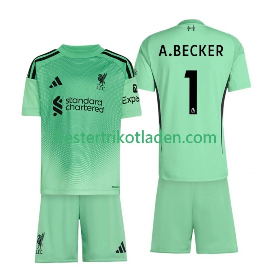 Fußballtrikot Liverpool Alisson Becker 1 Torwart Heim Trikot Home 2025-2026 Kurzarm für Kinder