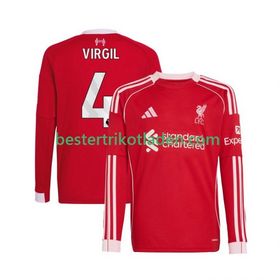 Fußballtrikot Liverpool Virgil van Dijk 4 Heim Trikot Home 2025-2026 Langarm für Herren