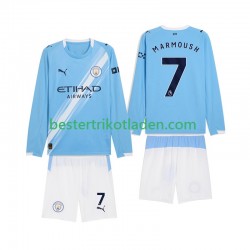 Fußballtrikot Manchester City Omar Marmoush 7 Heim Trikot Home 2025-2026 Langarm für Kinder