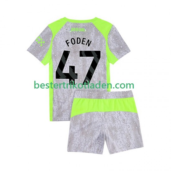 Fußballtrikot Manchester City Phil Foden 47 Ausweich Trikot 3rd 2025-2026 Kurzarm für Kinder