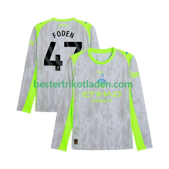 Fußballtrikot Manchester City Phil Foden 47 Ausweich Trikot 3rd 2025-2026 Langarm für Herren