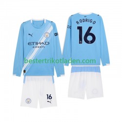 Fußballtrikot Manchester City Rodrigo Hernandez 16 Heim Trikot Home 2025-2026 Langarm für Kinder