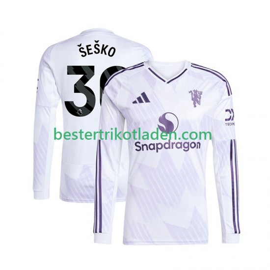 Fußballtrikot Manchester United Benjamin Sesko 30 Auswärts Trikot Away 2025-2026 Langarm für Herren