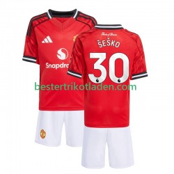 Fußballtrikot Manchester United Benjamin Sesko 30 Heim Trikot Home 2025-2026 Kurzarm für Kinder
