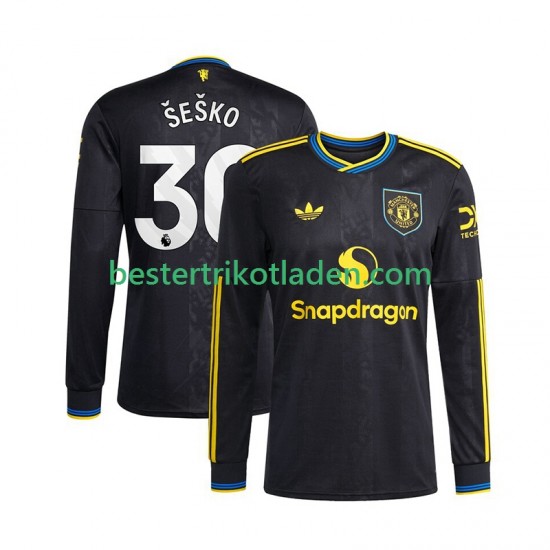 Fußballtrikot Manchester United Benjamin Sesko 30 Ausweich Trikot 3rd 2025-2026 Langarm für Herren