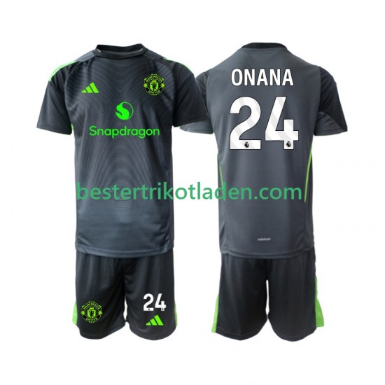 Fußballtrikot Manchester United Andre Onana 24 Torwart Auswärts Trikot Away 2025-2026 Kurzarm für Kinder